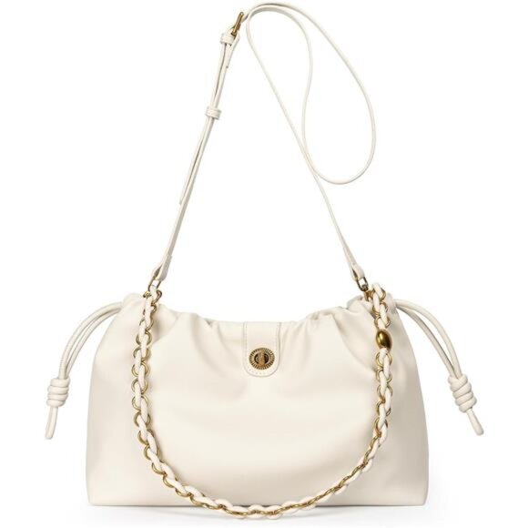 Bucket Hobo Drawstring Bag Apricot - Picture 1 of 6